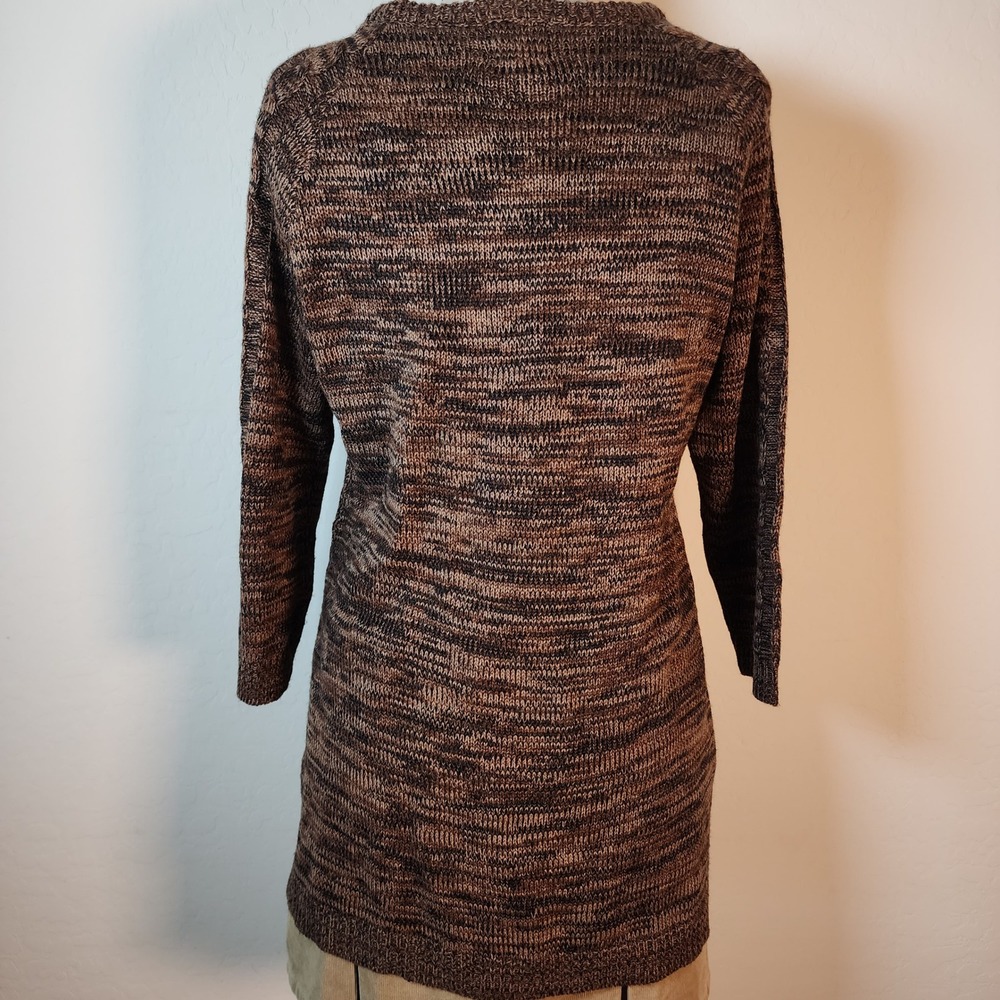 Effeci Womens XL Brown Knit Tunic Sweater Tunic 3/4 Sleeve Round‎ Neck - Picture 3 of 7